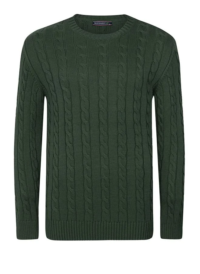 FELIX HARDY Cable Knit Crew Neck Pullover