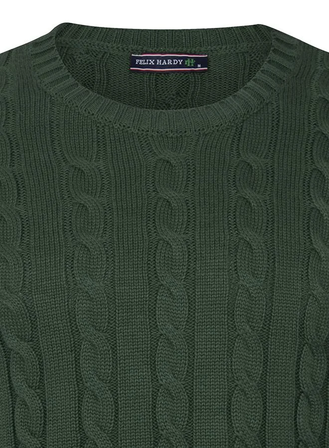 FELIX HARDY Cable Knit Crew Neck Pullover
