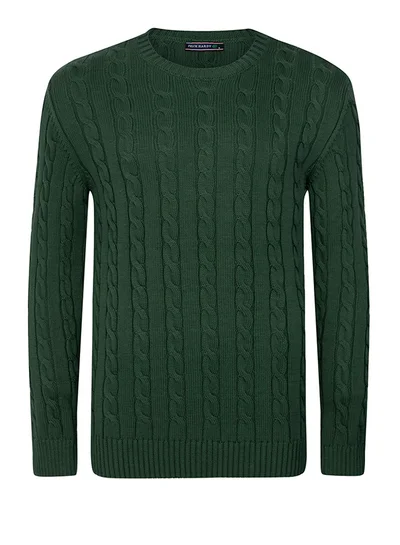FELIX HARDY Cable Knit Crew Neck Pullover