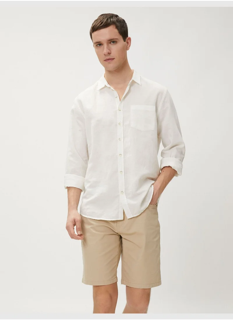 كوتون Basic Gabardine Shorts Five Pocket Detailed Buttoned Cotton