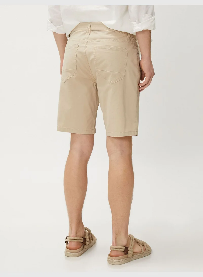 كوتون Basic Gabardine Shorts Five Pocket Detailed Buttoned Cotton