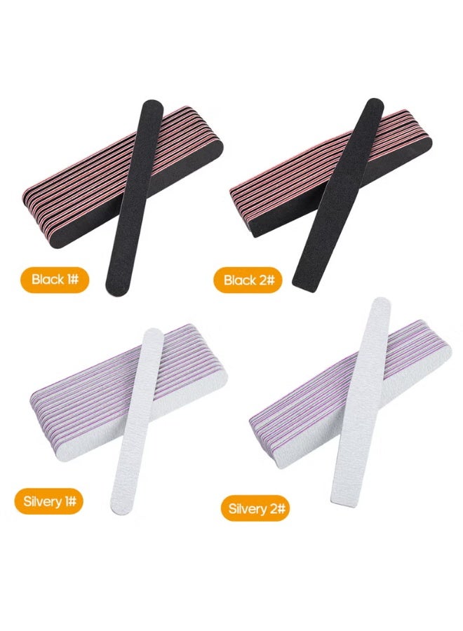 مبرد أظافر احترافي مزدوج الجوانب، 15 قطعة، أسود - Image 2