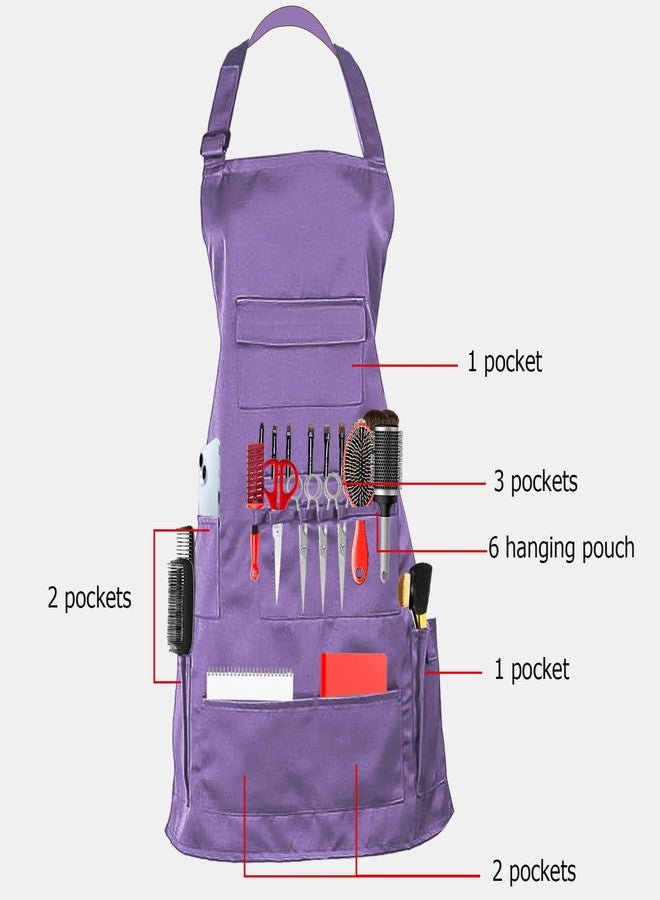 boshiho Adult Painting Aprons, Adjustable Buckle, Barber Apron with Pockets for Women/Men/Unisex, Utility or Work Apron (Purple) - Image 4