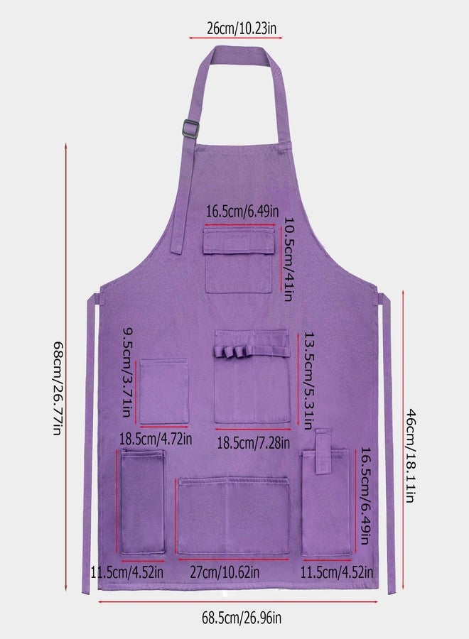 boshiho Adult Painting Aprons, Adjustable Buckle, Barber Apron with Pockets for Women/Men/Unisex, Utility or Work Apron (Purple) - Image 3