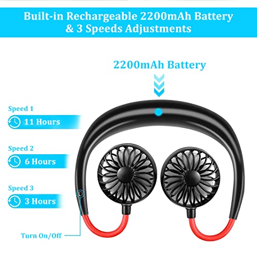 Wembley Head Neck Fan Rechargeable Portable with 3 Level Fan Speed for Home Office Kitchen Travelling - Green - Image 4