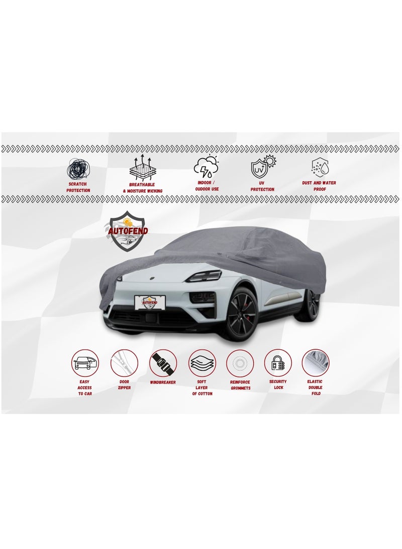 Zipporah All Weather Premium Lightweight 6-Layers Protective Car Cover 210T Compatible for 2018-2025 Porsche Macan with Left Driver Side Door Zipper, Security Lock and Mirror Pockets - Image 3