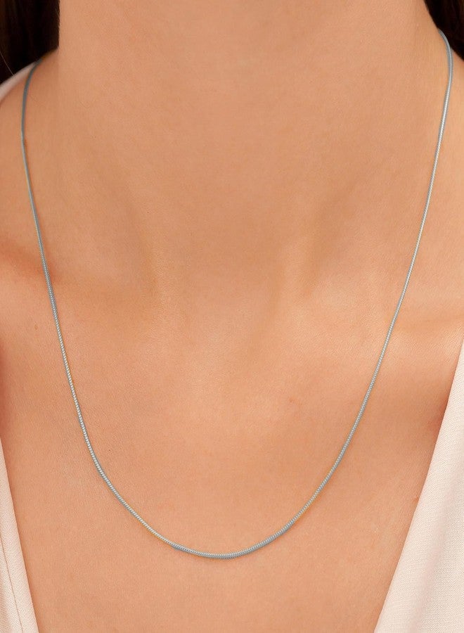 VAMA FASHIONS Simple 18K Silver plated Anti Tarnish Stainless Steel Round Snake Neck Necklace Chains for Girls & Womens - 22 Inches - 2mm Thin Thickness - Image 2
