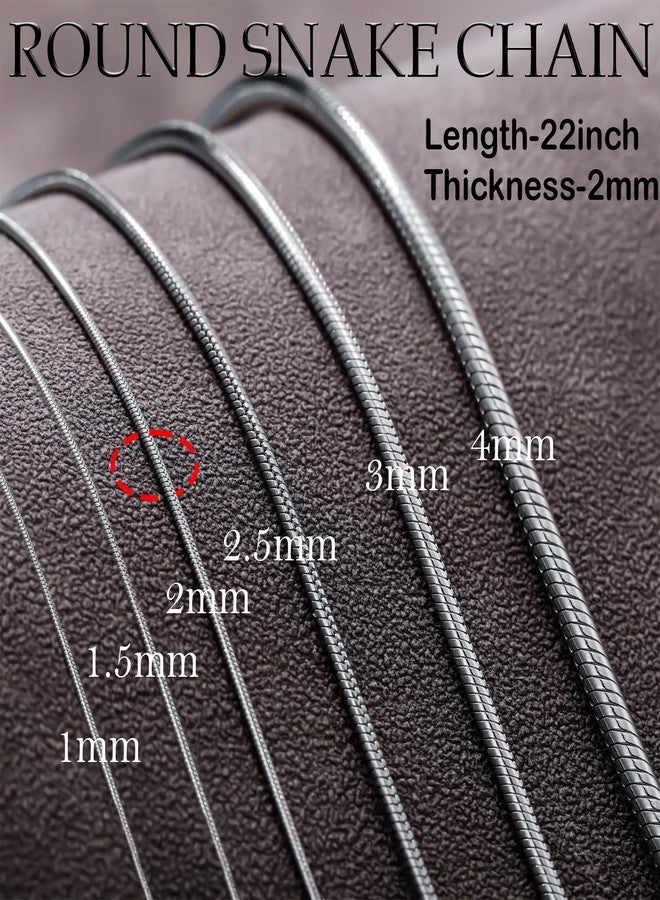 VAMA FASHIONS Simple 18K Silver plated Anti Tarnish Stainless Steel Round Snake Neck Necklace Chains for Girls & Womens - 22 Inches - 2mm Thin Thickness - Image 4