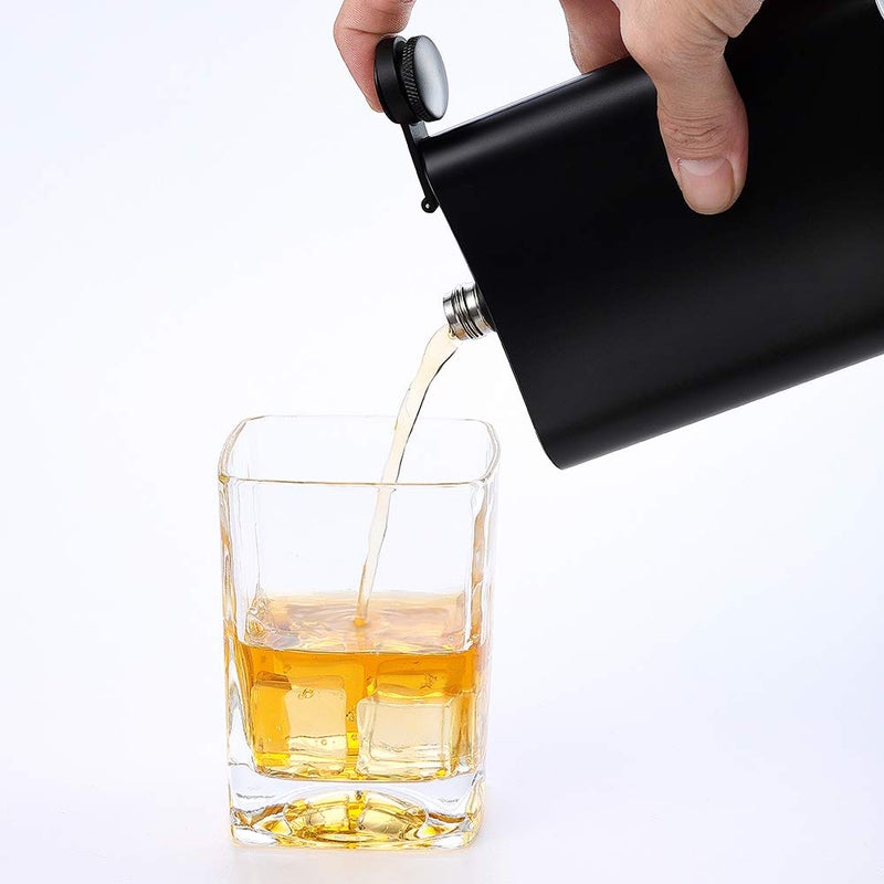 JXS HOLY WATER, JXS 8oz 18/8#304 Stainless Steel Black Hip Flask for Liquor, Leakproof with Funnel Gift Package - Image 3