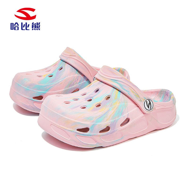 Hobbie Bear Boys Cave Shoes Sandals Summer Girls Baotou Tie Dye Mixed Color Beach Shoes Sandals - Image 1