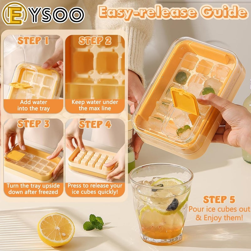 15 Grids Ice Cube Trays - BPA-free Easy Release Ice Cube Molds (Yellow) - Image 3
