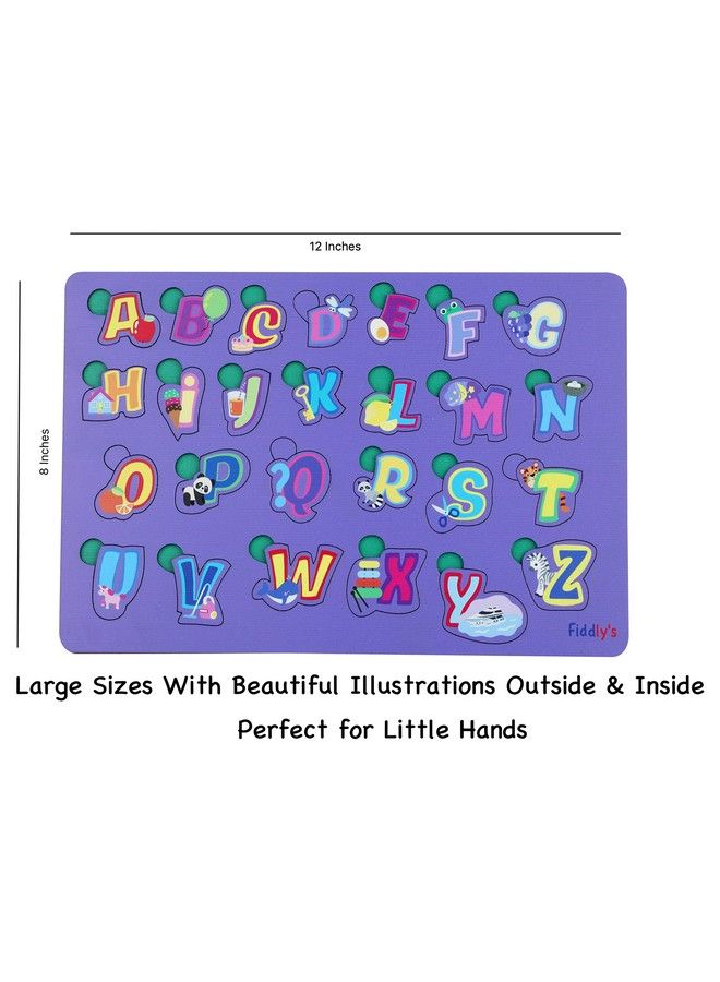 Fiddlys Wooden Learning Educational Puzzle 12 In X 8 In Large Puzzle Toy For Kids & Children Age 4+ (Alphabets) - Image 4