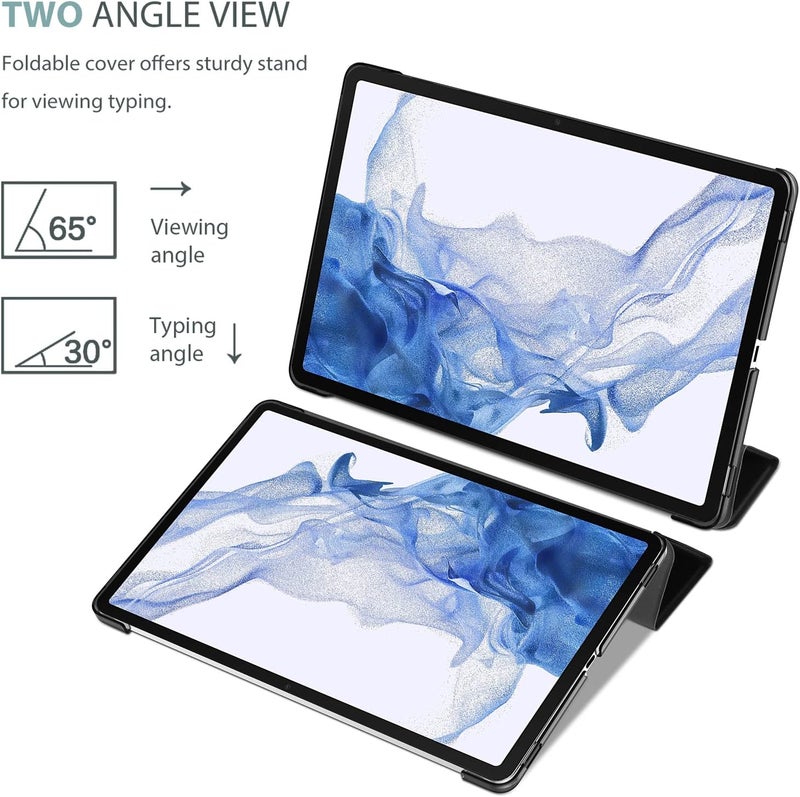 Procases For Galaxy Tab S8 Plus 2022/ Tab S7 Fe 2021/ Tab S7 Plus 2020 12.4 Inch Case, Protective Slim Case Folio Hard Back Smart Cover For 12.4” Galaxy Tab S8+ / S7 Fe / S7+ -Black - Image 5