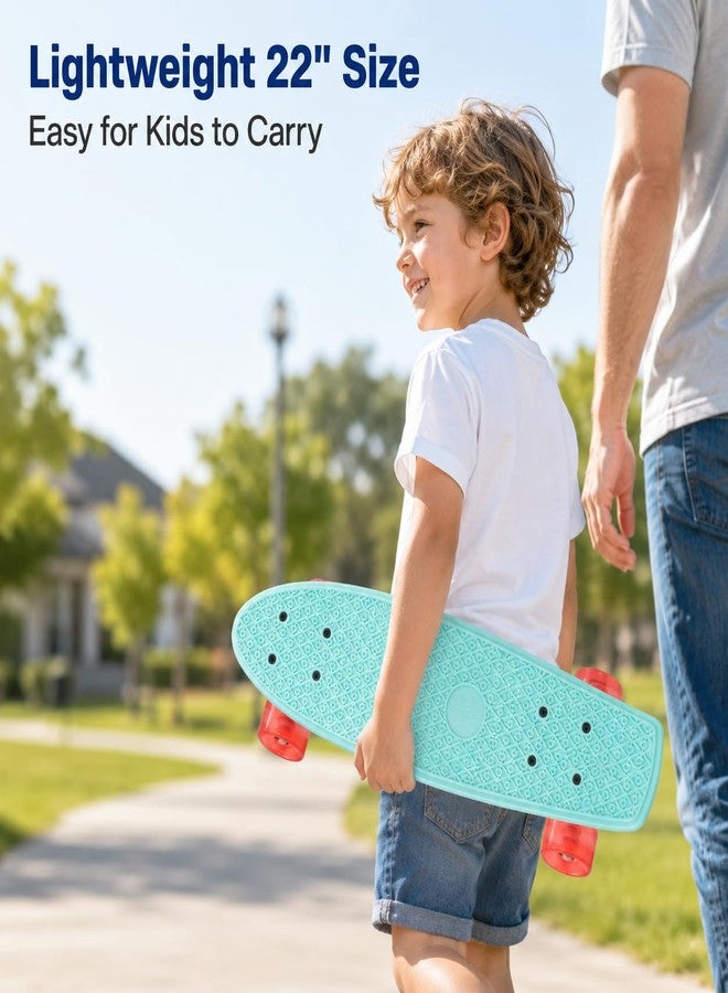 Playshion 22" Mini Cruiser Skateboard for Kids Ages 3+, Beginners (Mint Green) - Image 3