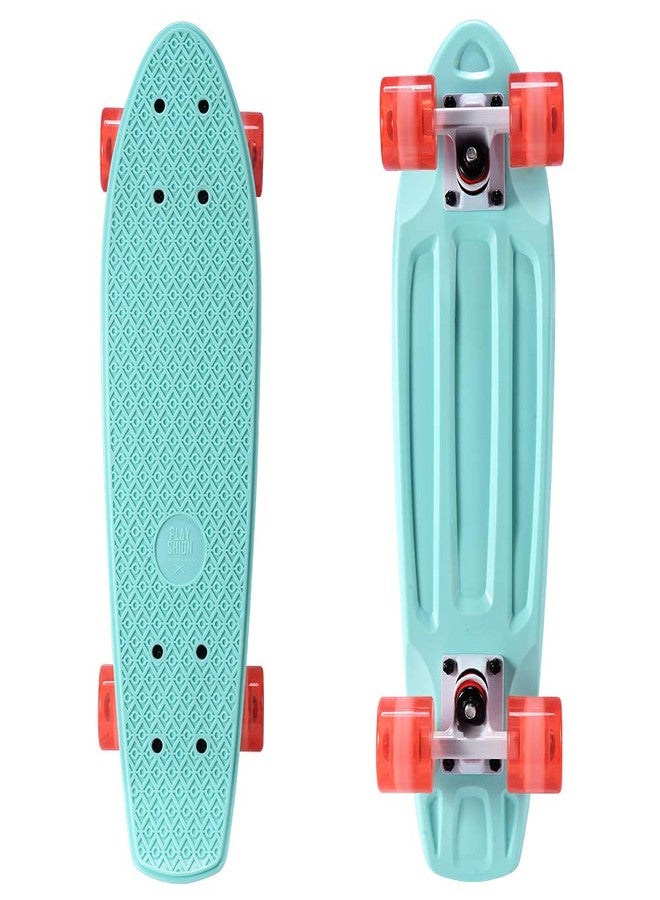 Playshion 22" Mini Cruiser Skateboard for Kids Ages 3+, Beginners (Mint Green) - Image 1