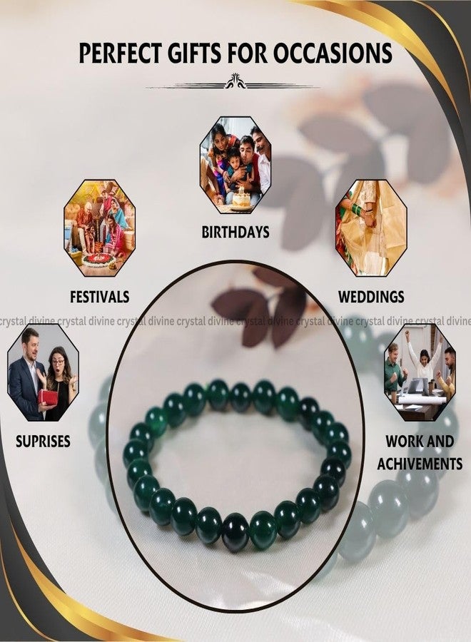 Crystal Divine Green Jade Healing Crystal Bracelet For Woman 8mm Money Magnet Bracelet For Girls Crystal For Men Friendship Gifts Hand Couple Aesthetic For Gifts. - Image 3