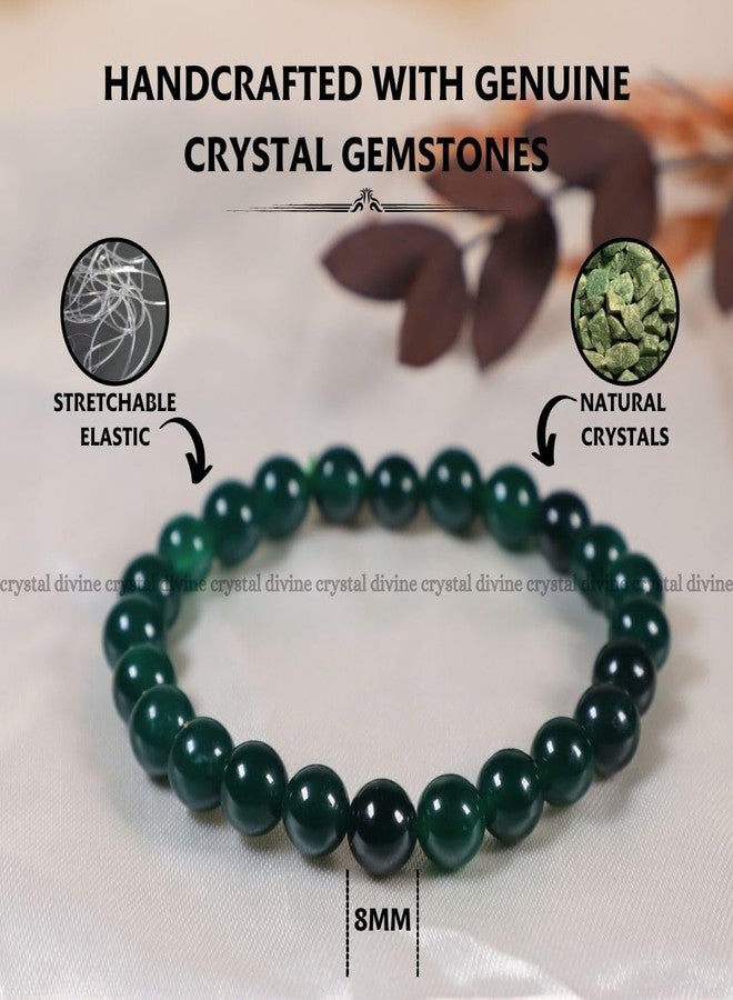 Crystal Divine Green Jade Healing Crystal Bracelet For Woman 8mm Money Magnet Bracelet For Girls Crystal For Men Friendship Gifts Hand Couple Aesthetic For Gifts. - Image 4