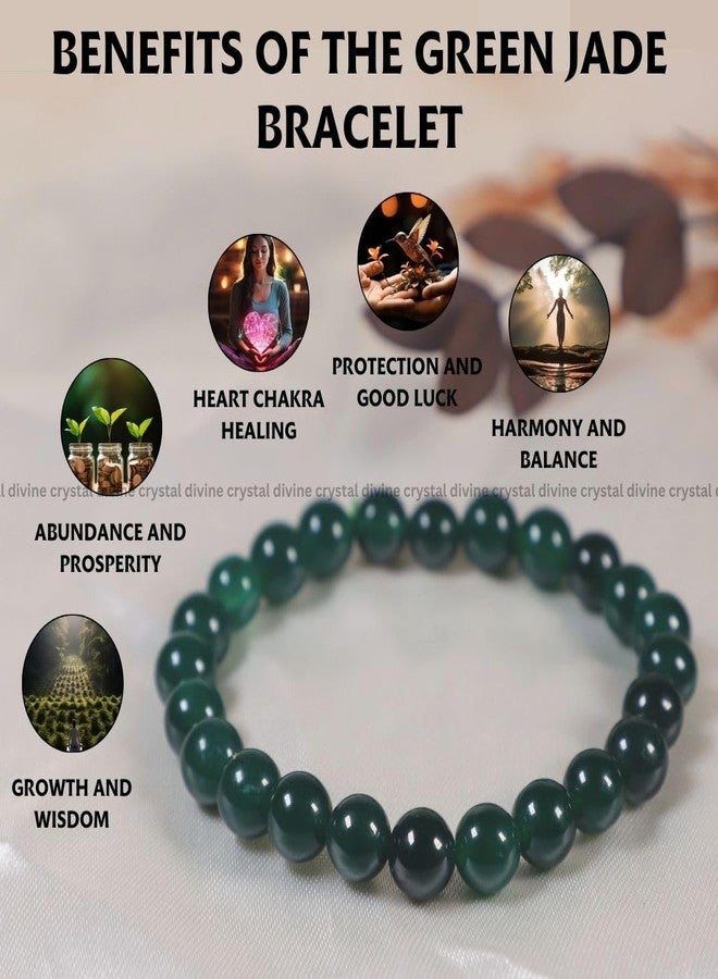 Crystal Divine Green Jade Healing Crystal Bracelet For Woman 8mm Money Magnet Bracelet For Girls Crystal For Men Friendship Gifts Hand Couple Aesthetic For Gifts. - Image 2