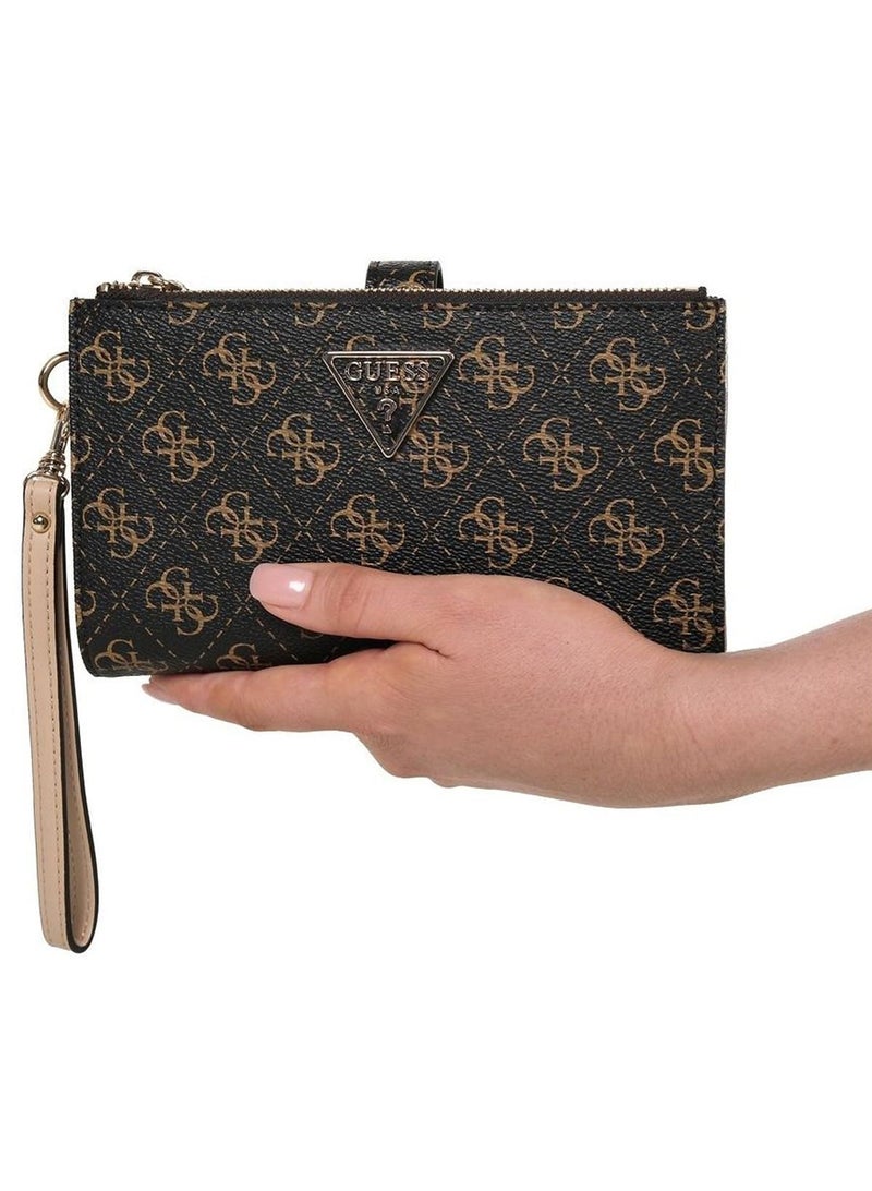 Guess Dark Brown Logo Women's Wristlet Wallet Organizer with Gold Hardware - Image 5