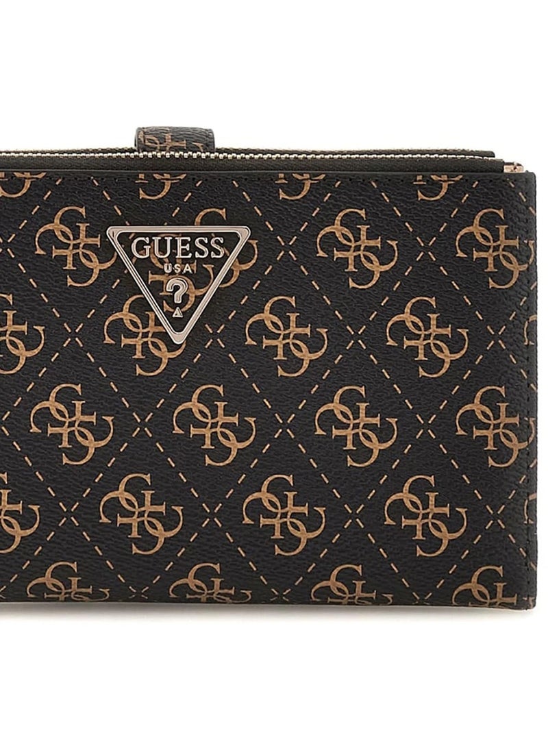 Guess Dark Brown Logo Women's Wristlet Wallet Organizer with Gold Hardware - Image 4