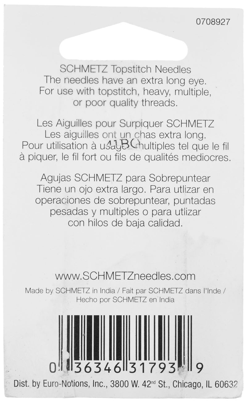 SCHMETZ Topstitch Sewing Machine Needles - Quilting & Topstitching Supplies, Size 90/14, 5-Needle Cards, Pack of 1 - Image 2