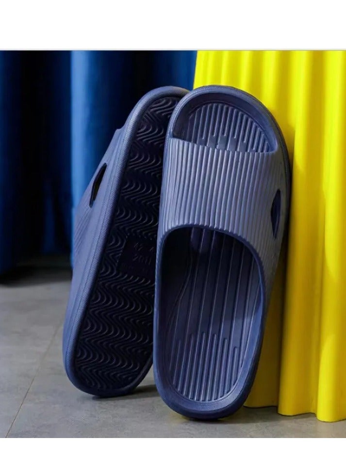 Unisex, new slippers, indoor non-slip, dormitory bath, bedroom leisure universal slippers - dark blue models - 44 yards - Image 2