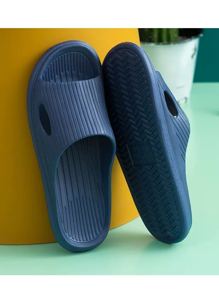 Unisex, new slippers, indoor non-slip, dormitory bath, bedroom leisure universal slippers - dark blue models - 44 yards - Image 3