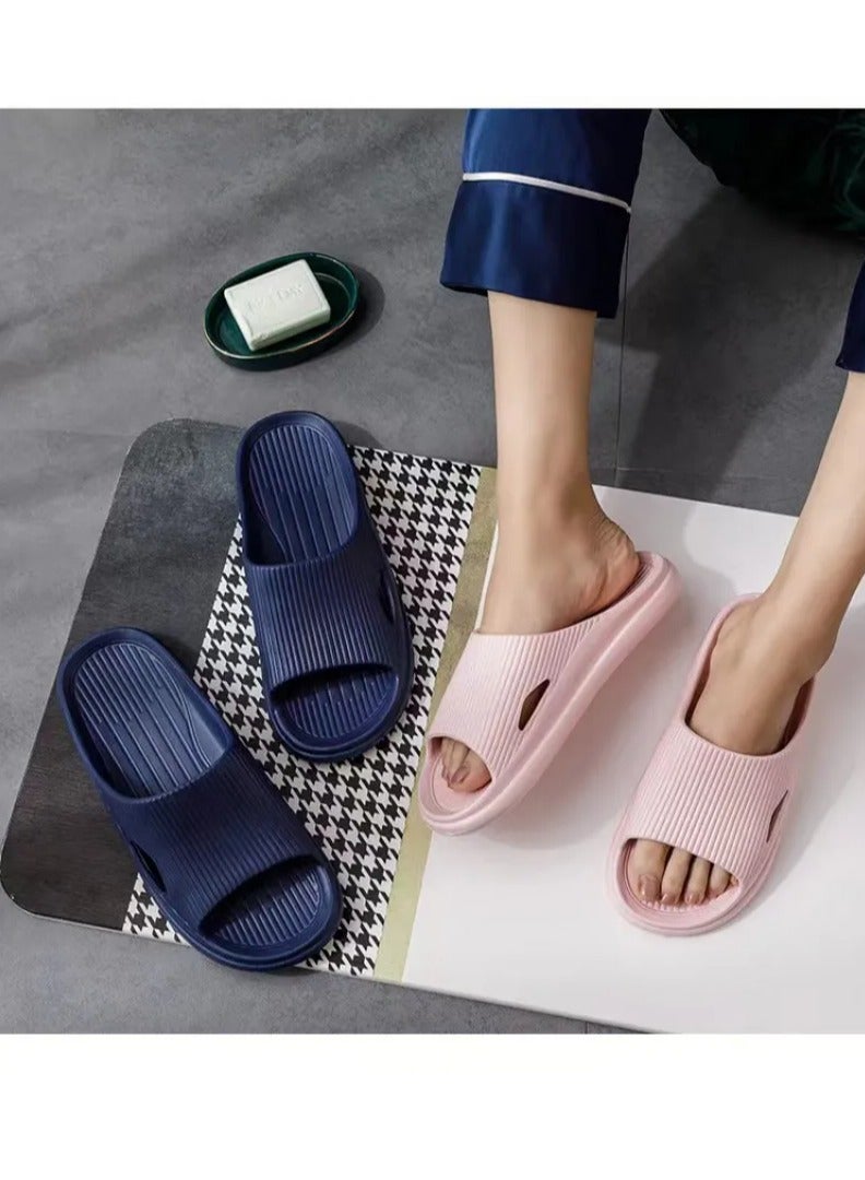 Unisex, new slippers, indoor non-slip, dormitory bath, bedroom leisure universal slippers - dark blue models - 44 yards - Image 4