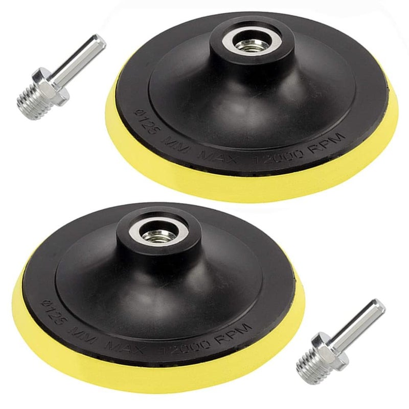 Eyech 2 Pack 5 Inch Hook and Loop Backing Pad with M14 ThreadRotary Buffing Pad Sanding Holder Angle Grinder Polishing Backer Plate for WoodMetalAutomotiveOrbital SanderPolisher - Image 1