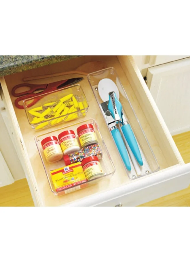 InterDesign Linus Drawer Organizer Clear 3 x 6 x 2 inch 52330