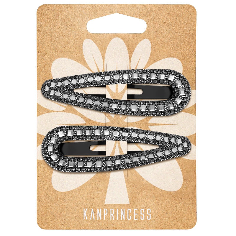 KANPRINCESS 2PCS Rhinestone Hair Clips,Snap Hair Accessories,Decorative Hair Clips,Rhinestone Barrettes For Women Girls(SET16) - Image 1