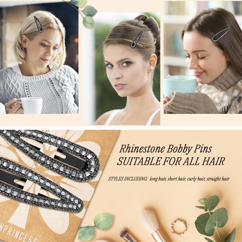 KANPRINCESS 2PCS Rhinestone Hair Clips,Snap Hair Accessories,Decorative Hair Clips,Rhinestone Barrettes For Women Girls(SET16) - Image 4