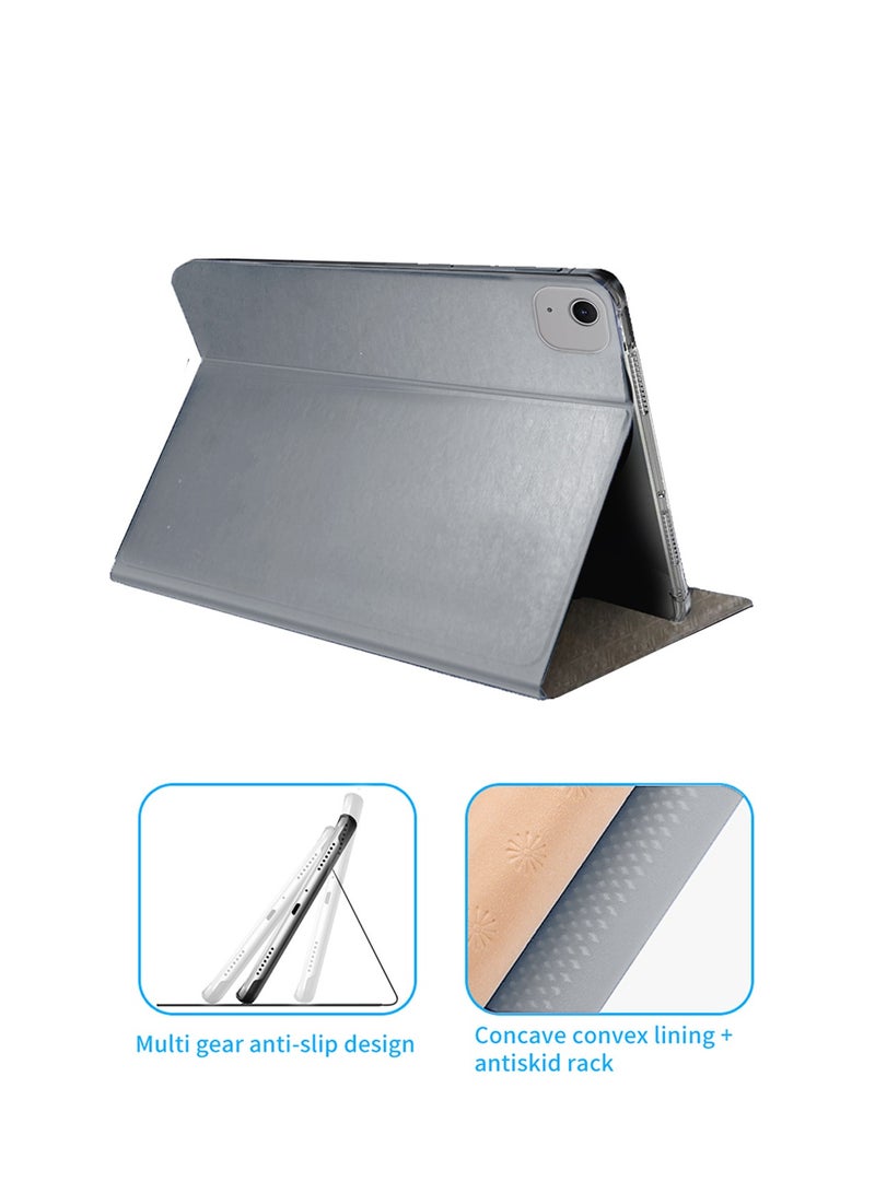 دبليو تيك غطاء حماية قابل للطي لجهاز Apple iPad Air 13 5G 2024 (M2) مقاس 13 بوصة مصنوع من جلد البولي يوريثان الكلاسيكي ثلاثي الطي باللون الرمادي - Image 2