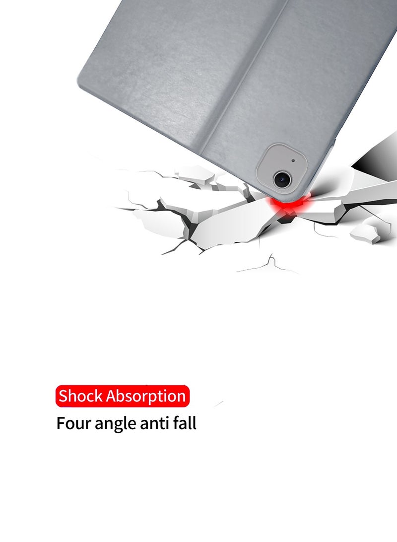 دبليو تيك غطاء حماية قابل للطي لجهاز Apple iPad Air 13 5G 2024 (M2) مقاس 13 بوصة مصنوع من جلد البولي يوريثان الكلاسيكي ثلاثي الطي باللون الرمادي - Image 5