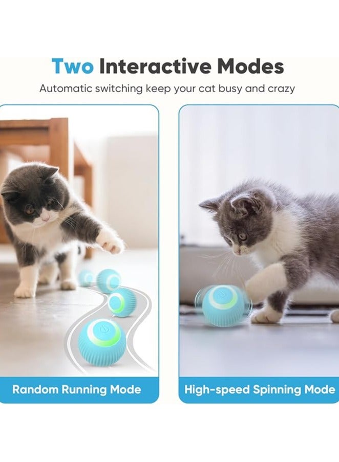 Interactive Cat Ball Toy, Intelligent Cat Toys with LED Lights, Automatic Moving Rolling Ball for Indoor Kitten, Kitten Automatic Toy,Blue. - Image 4