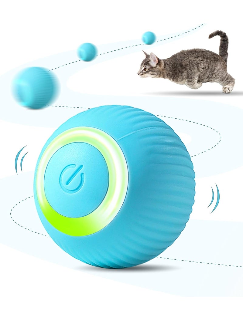 Interactive Cat Ball Toy, Intelligent Cat Toys with LED Lights, Automatic Moving Rolling Ball for Indoor Kitten, Kitten Automatic Toy,Blue. - Image 1