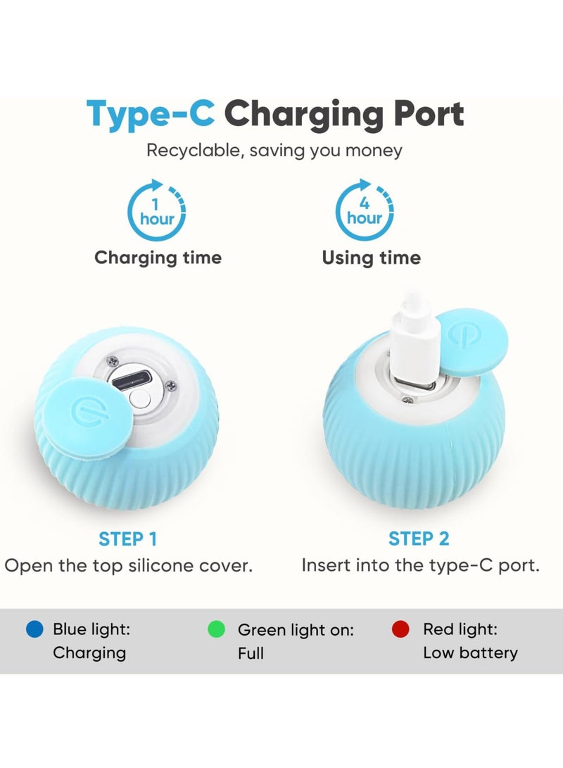 Interactive Cat Ball Toy, Intelligent Cat Toys with LED Lights, Automatic Moving Rolling Ball for Indoor Kitten, Kitten Automatic Toy,Blue. - Image 3