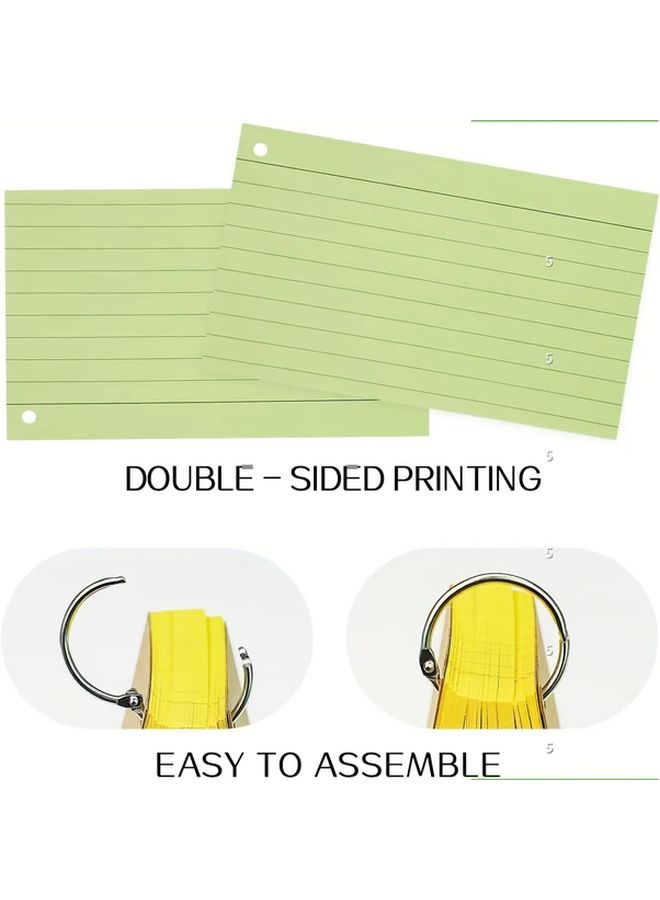 4 حزمة 200 ورقة 3x5 بوصة ملاحظات لاصقة ملونة بطاقات فلاش مع حلقات دفتر ملاحظات مزدوج الجوانب مسطر للدراسة والتعلم - Image 3