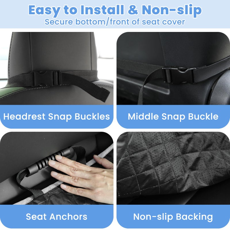ELONGRIVER Dog Car Seat Covers, Waterproof Front Seat Cover for Dogs, Scratch-Proof, Nonslip Pet Passenger Seat Cover Protector, Universal Fit for Cars Trucks SUVs, Standard Size, Grey - Image 4
