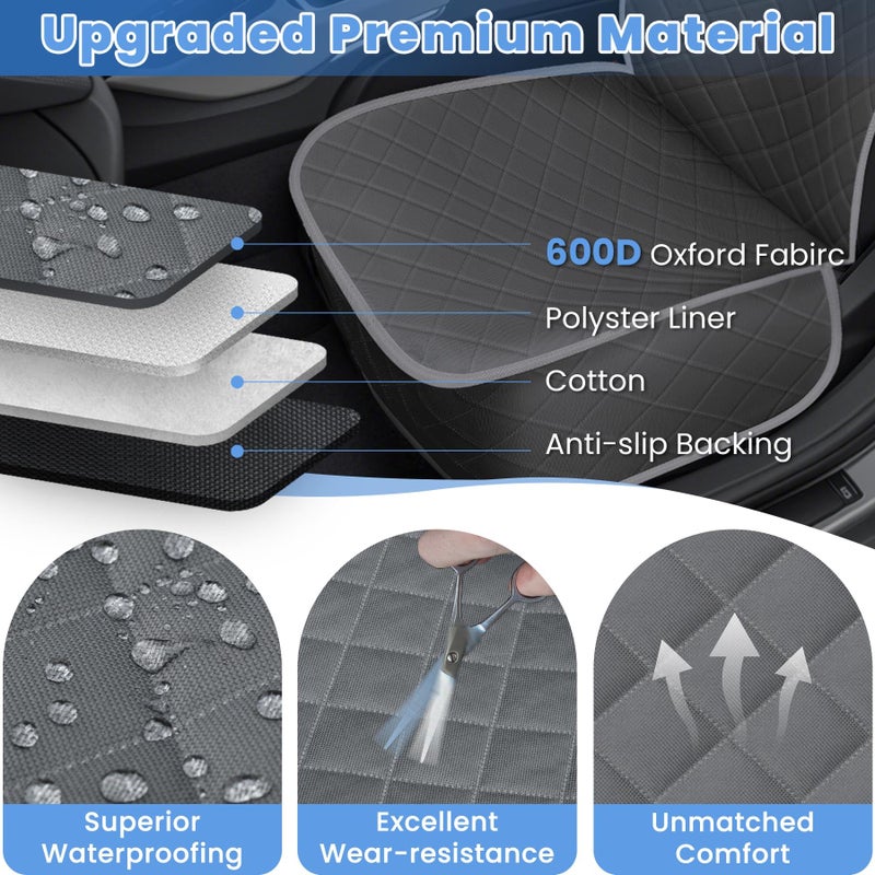 ELONGRIVER Dog Car Seat Covers, Waterproof Front Seat Cover for Dogs, Scratch-Proof, Nonslip Pet Passenger Seat Cover Protector, Universal Fit for Cars Trucks SUVs, Standard Size, Grey - Image 3