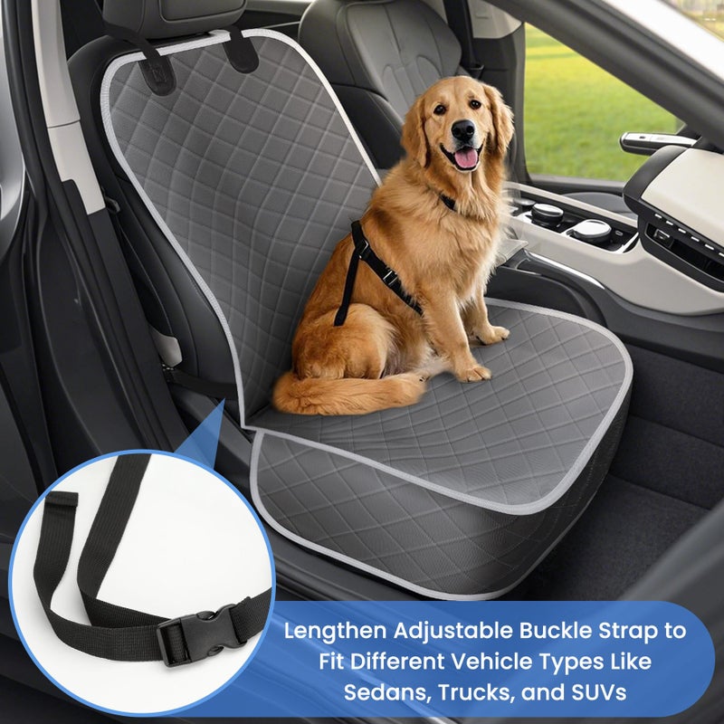 ELONGRIVER Dog Car Seat Covers, Waterproof Front Seat Cover for Dogs, Scratch-Proof, Nonslip Pet Passenger Seat Cover Protector, Universal Fit for Cars Trucks SUVs, Standard Size, Grey - Image 2