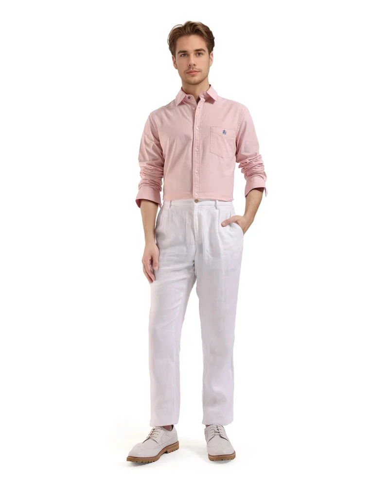 Rare Rabbit Men's Plain Formal Shirt With Embroidered Logo