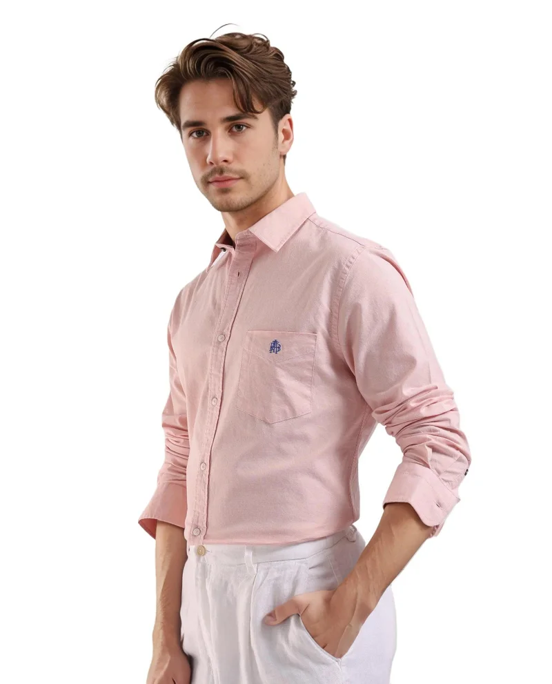 Rare Rabbit Men's Plain Formal Shirt With Embroidered Logo