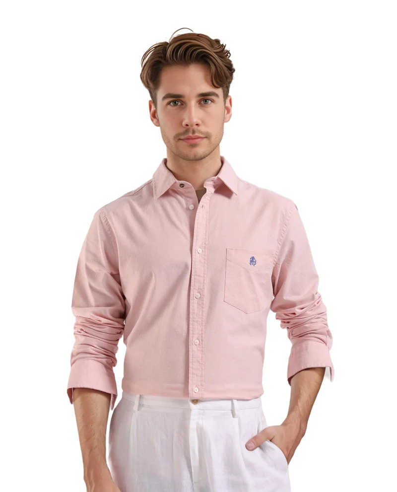 Rare Rabbit Men's Plain Formal Shirt With Embroidered Logo