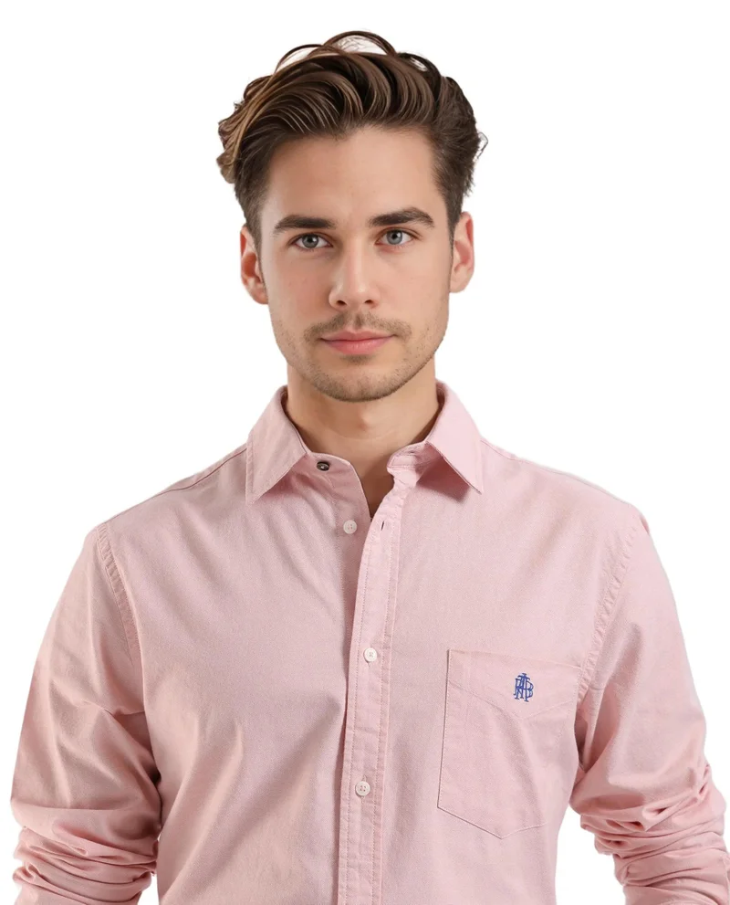 Rare Rabbit Men's Plain Formal Shirt With Embroidered Logo