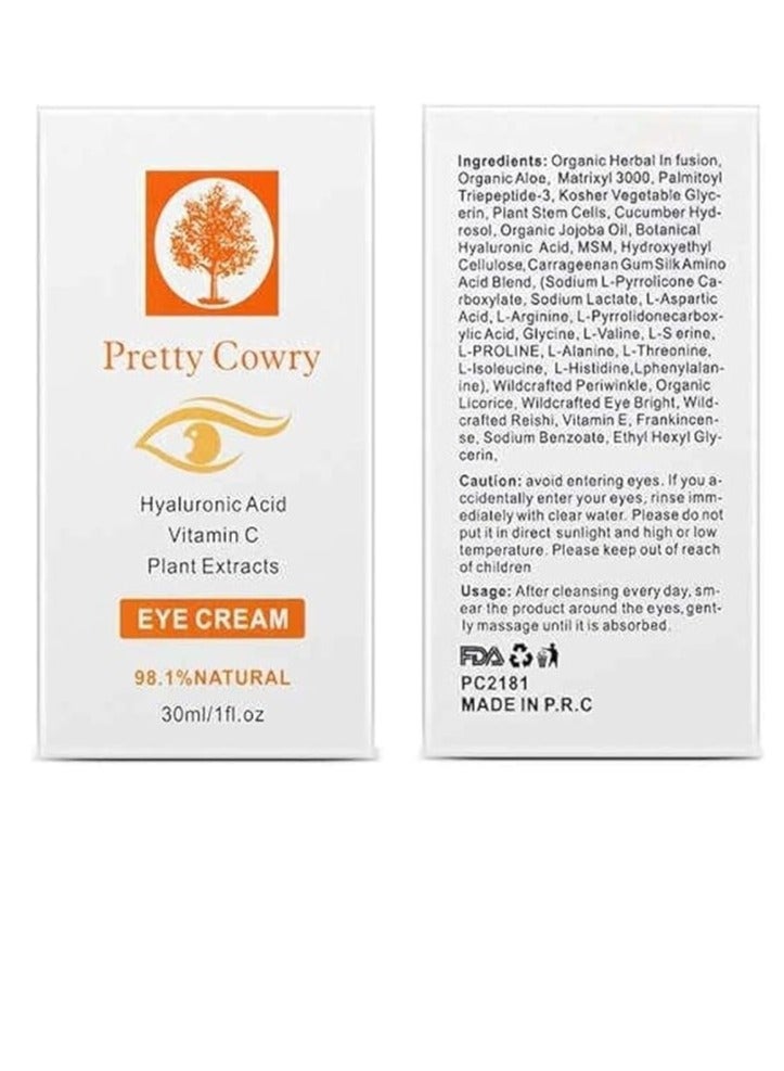 Pretty Cowry pretty cowry Hyaluronic Acid Peptide Eye Serum Remover Dark Circles Anti Aging Eye Cream Instant effect 30ml 