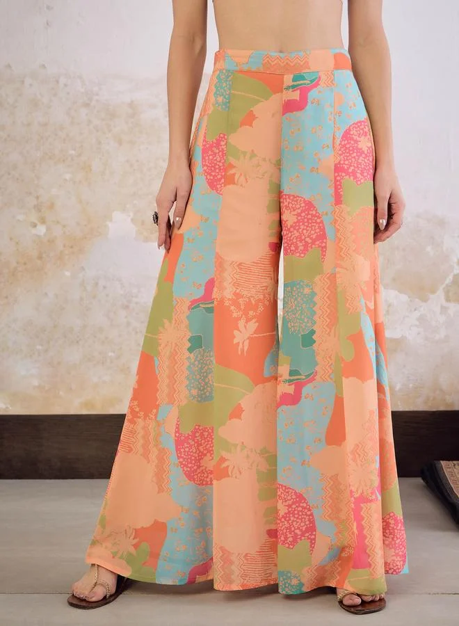 SASSAFRAS Sassafras Orange Tie-Dye Coin Lace Tired Kurta and Sharara Set