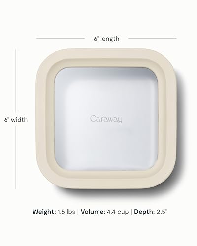 Caraway Glass Food Storage - 4.4 Cup Glass Container - Ceramic Coated Food Container - Non Toxic, Non Stick Lunch Box Container with Lids. Dishwasher, Oven, & Microwave Safe - Cream - Image 3