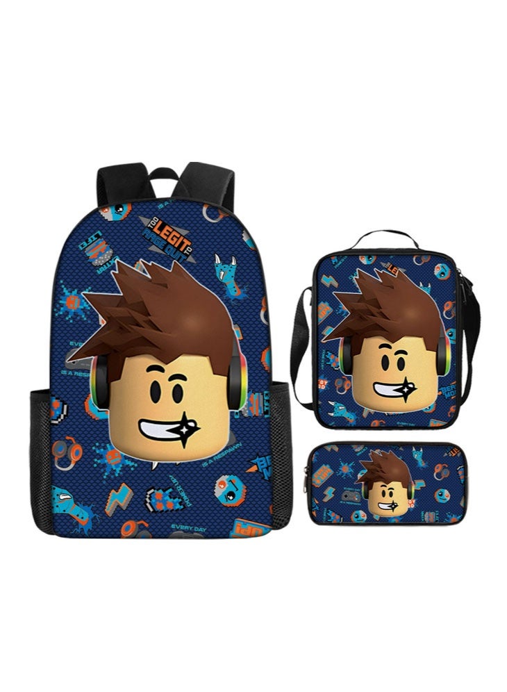 روبلوكس على ظهره مقلمة حقيبة ثلاثة قطعة دعوى الرجال والنساء الترفيه الرياضة حقيبة السفر طالب حقيبة المدرسة - Image 1