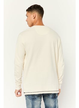 KANGOL Men Crew Neck Embroidered Logo Long Sleeves Sweatshirt, Ivory  - Image 2